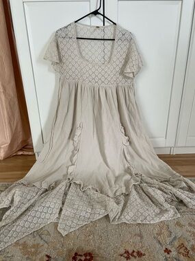 Free People Cream Lace-Panel Maxi Dress